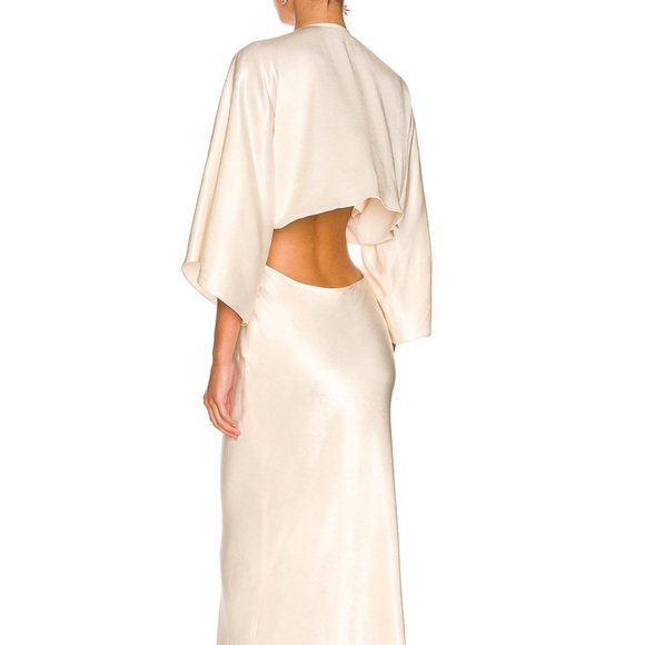 Shona Joy La Lune Tie Front Bias Midi Dress -  Cream - US size 4 NWT - Picture 3 of 9